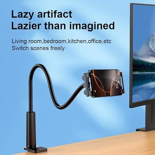 Lazy Handy-Halter, Handy-Clip, Betthalter, DIY, verstellbare lange Arm-Schwanenhals-Handyhalterungen, Lazy Bracket langer Arm-Clip, Klemmhalterung für Bett/Schreibtisch (schwarz) thumbnail 11