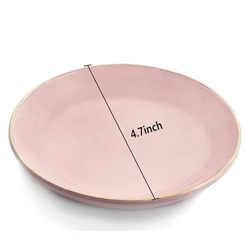 HANKOR 4.75" Ceramic Jewelry Tray, Small Ring Dish Holder Trinket Tray, Catch All Trays for Ring Earring Necklace Key, Christmas Gifts for Women Girls, Pink thumbnail 3