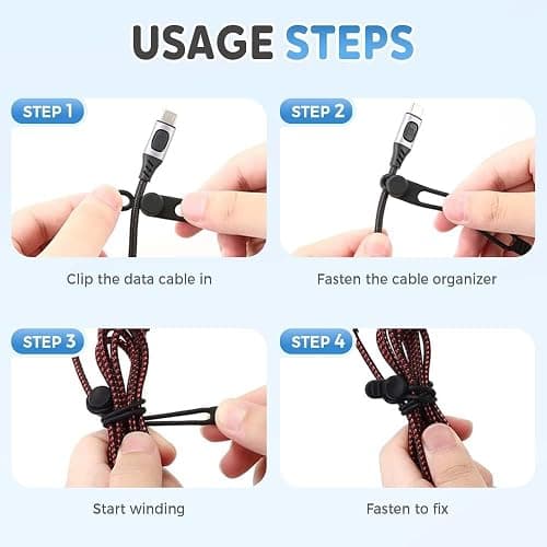 Silicone Cable Organizer Management,Reusable Cable Ties,Cord Holder Charger Wire Organizer for Bundling and Fastening Cable Cords Wires,Home Office Travel Gadgets (Colorful-10PC) thumbnail 6