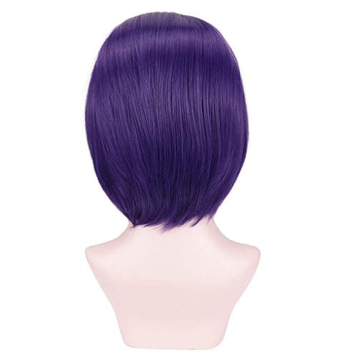 YOGFIT Women's Teen Superhero Purple Short Straight Wig with Widow's Peak Synthetic Cosplay Wig for Halloween Costume Party Anime Wig thumbnail 4
