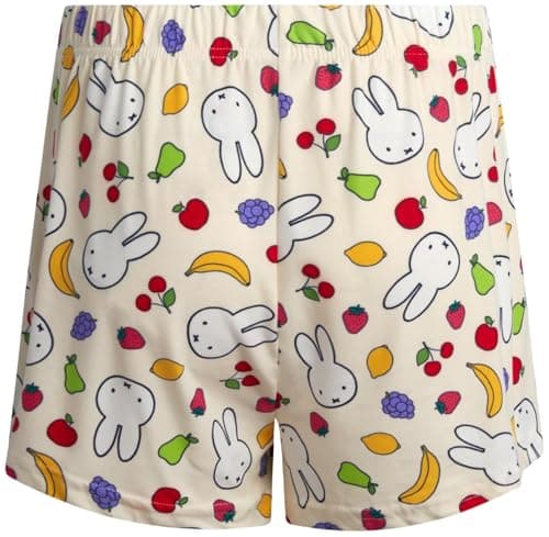 COCO BRANDS Miffy Womens Pajama Sets - 2 Piece Soft Button Down Sleep Shirt with Matching Pajama Pants or Pajama Shorts, Size X-Large, Cream Fruit Toss Miffy thumbnail 6