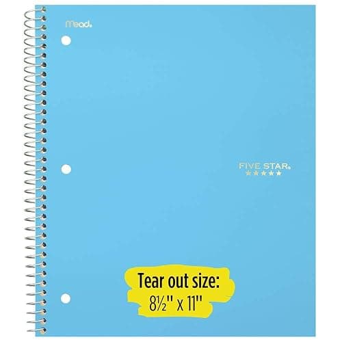 Five Star Spiral Notebook, 1 Subject, College Ruled Paper, 100 Sheets, 11" x 8-1/2", Teal (72051) thumbnail 5