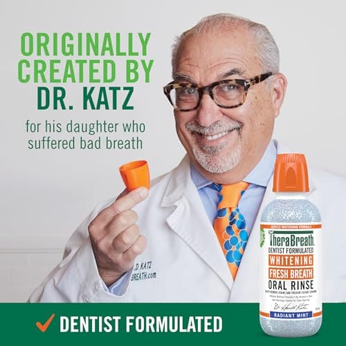 TheraBreath Whitening Oral Rinse Mouthwash, Radiant Mint 473ml - Whitens Teeth, Helps Remove Stains, Alcohol-Free, Non Burning, No Peroxide, No Dyes - Ideal for Daily Oral Care thumbnail 7