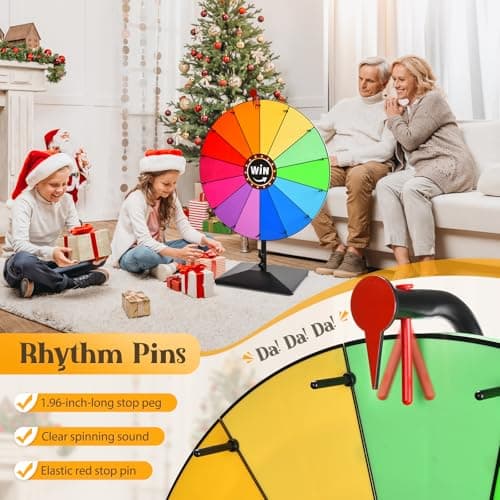 AugFir 24-inch Prize Wheel, Adjustable 32"-61" Height Desktop & Floor Stand Spinning Prize Wheel, Storable Prize Wheel Spinner, Suitable for Party, Carnivals and Tradeshow thumbnail 3