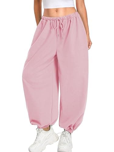 TITOMD Womens Baggy Balloon Pants Lightweight Wide Leg Elastic Waist Comfy Joggers Casual Workout Pants with Pockets - Image 1