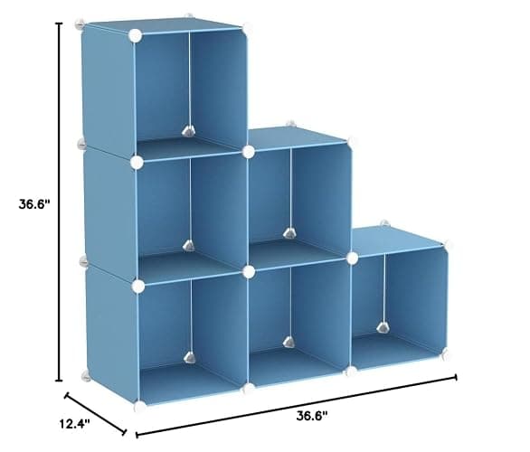 C&AHOME Cube Storage Organizer, 6-Cube Shelves Units, Closet Cabinet, DIY Plastic Modular Book Shelf, Ideal for Bedroom, Living Room, Office, 36.6" L x 12.4" W x 36.6" H Blue UPCS06L thumbnail 3