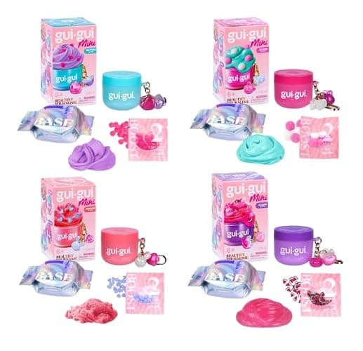 GUI GUI Mini Slime Jar Keychain – 4 Pack Tiny Scented Slime Jars with Charms & Clip | Gloss, Clear, Butter & Cloud Slime Assortment | Collectible Slime Keychains for Kids - Image 1