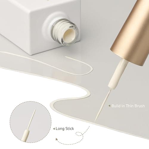 GAOY Beige Swirl Gel Nail Polish Art Liner, 12ml UV Gel with Thin Brush | Beige White Color Nail Paint Design with Thin Brush, French Tip Tool, UV/LED Cure Required, DIY French Manicure at Home thumbnail 5