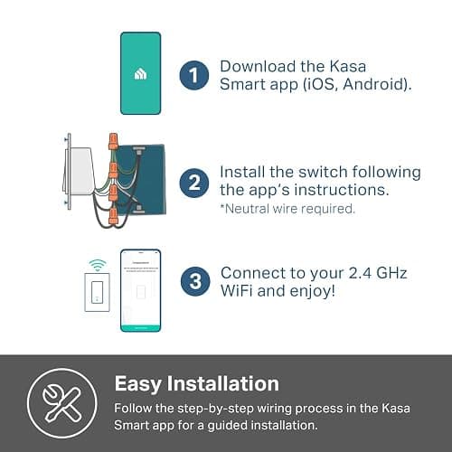 Kasa Smart Switch 2-Gang HS200-2, Single Pole,Neutral Wire Required, 2.4GHz Wi-Fi Light Switch Compatible with Alexa and Google Home, UL Certified, No Hub Required, White - 2-Gang - White thumbnail 6