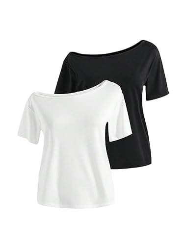 RoseSeek Girl's Off The Shoulder Tops Short Sleeve Cute Summer T Shirts for Teens Girls Y2k Tops Trendy - Image 1