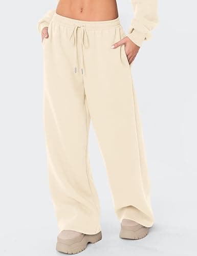 LOMON Women's Sweatpants Wide Leg Fleece Lined Sweat Pants Spring Winter Clothes 2026 Baggy Drawstring Joggers with Pockets thumbnail 2