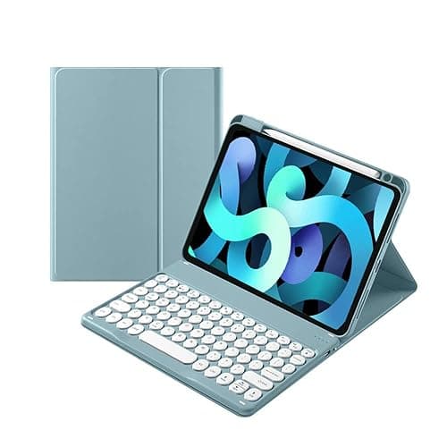 kaitesi Keyboard Case Mouse for iPad Air 11" (M3/M2)/ Air 5th/ 4th Generation 10.9"/ iPad Pro 11 4th/3rd/2nd/1st Gen Cute Round Keys Detachable Keyboard (Blue) thumbnail 2