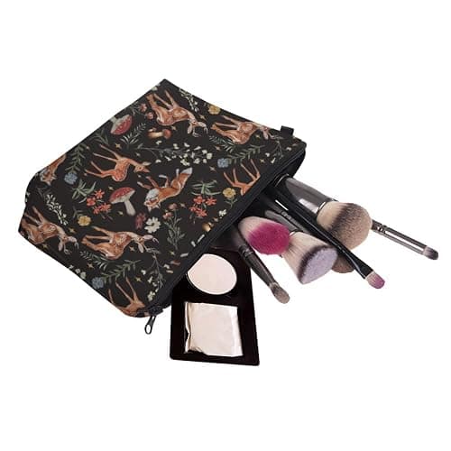 Loomifang Small Makeup Bag Cosmetic Bag for Women, Pretty Design Organizer Case with Zipper Closure, Lightweight and Water-Resistant Make Up Bag - 8.65"x 5.35" x 7.08"（Sika Deer & Fox） thumbnail 7