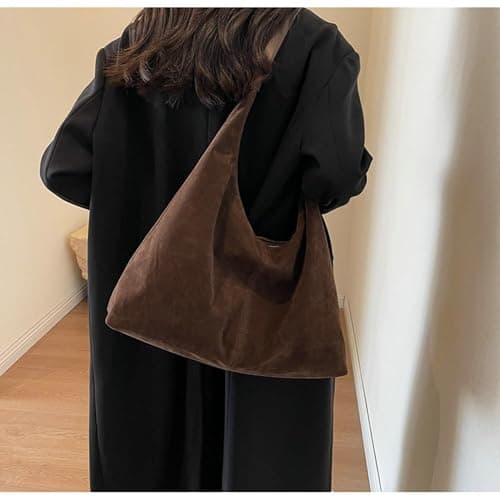 Trendy Suede Crescent Shoulder Bag Women Tote Bag Satchels Crossbody Purse Top-handle Travel College Work Tote Handbag thumbnail 2