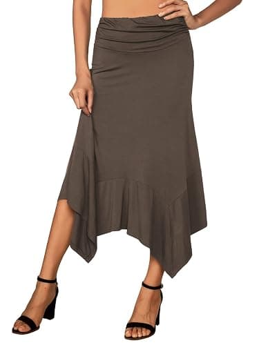 DJT Women's Flowy Handkerchief Hemline Midi Skirt thumbnail 2