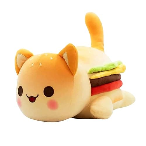 Womise Cute Anime Cartoon Cat Stuffed Animal Figure Toy Plush Pillow Gift for Kids and Festival Gift (Hamburger Cats) - Image 1