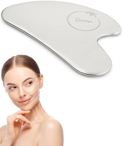 GUASHAPE Stainless Steel Gua Sha Facial Tools | Guasha Tool for Face Sculpting, Shaping, Reduce Puffiness, Tension Relief | Metal Gua Sha Body Tool | Silver - Image 1