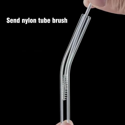 DAMCONME Glass Straws 6 Pack,Reusable Clear Drinking Straws Set-6 Bent Straw, with 1 Cleaning Brush, Reusable Straws for Glass Cups, Iced Coffee Cups with Lids,Smoothie Cup thumbnail 7