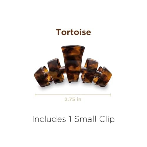 TELETIES - Small Hair Clip - Hair Claw Clips for Women - Strong Grip, Bendable Teeth, Comfortable Curved Design - Ideal for Thin or Short Hair - For All Hair Textures - Tortoise thumbnail 3