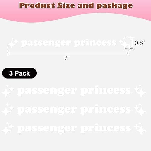 Aolamegs Passenger Princess Sticker, 3 Pack Cute Stickers for Window Rearview Mirror, Funny Girl Car Accessories Car Mirror Decal (White) thumbnail 8