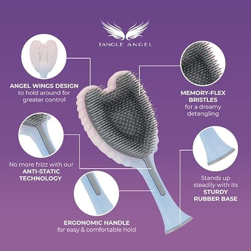 Tangle Angel Detangling Hair Brush - Anti Static Angel Wing Hair Brush with Soft & Flexible Bristle for Straight & Wavy Hair, Women Detangler Brushes for Dry & Wet Hair, Gloss Pink thumbnail 4