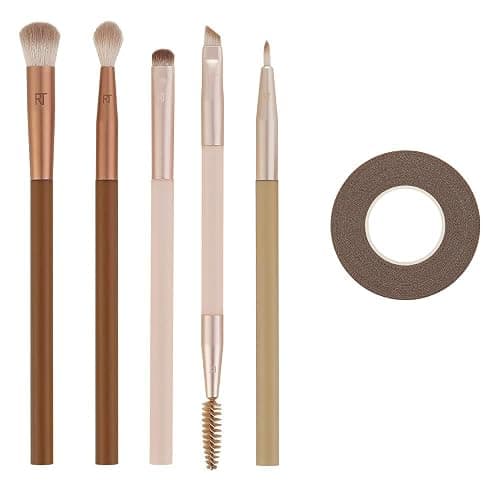 Real Techniques New Nudes Daily Swipe Eye Kit, Makeup Brushes For Eyeshadow, Liner, & Brows, Makeup Tape, For Natural Or Smokey Makeup Look, Synthetic Bristles, Cruelty-Free & Vegan, 7 Piece Set thumbnail 2