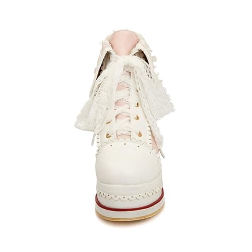 HILIB Women's Cute Lolita Boots Cosplay Brogue Wedge Boots thumbnail 2