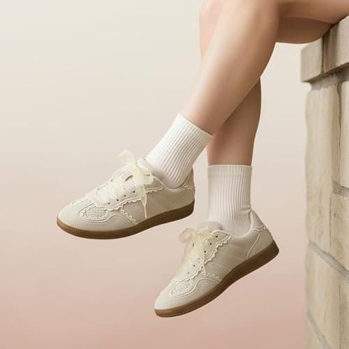 CUSHIONAIRE Belinda Women’s Lace Detail Casual Sneakers – Elegant Ribbon Lace-Up Shoes with Memory Foam thumbnail 8