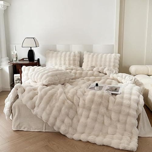 H&D Throw Blanket for Couch,Faux Fur,Fluffy Cozy Soft Plush Luxury Thick Fuzzy Fleece Blanket for Couch Bed Sofa Bedroom Living Room,Comfy Bubble Blanket thumbnail 4