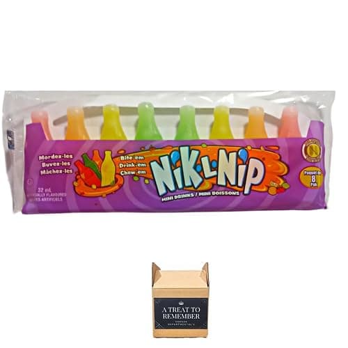 Wax candy Nik L Nips Mini Drinks Wax Bottles 8-Pack - Artificially Flavoured Cherry Cerise, Lemon Citron, Orange, Lime - (Pack of 2) thumbnail 2