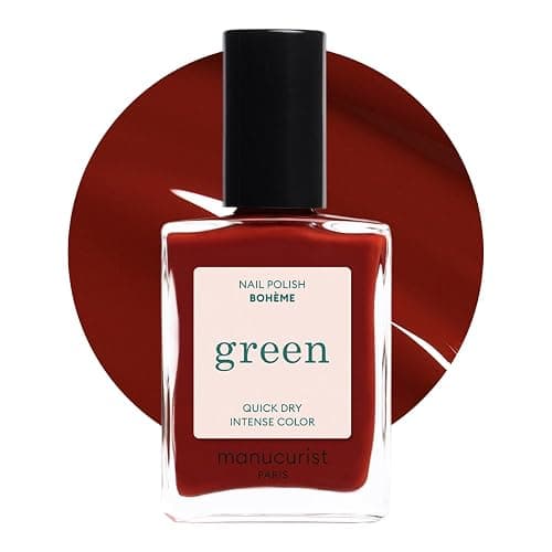 Manucurist Green Bohème Brown Red Natural Nail Polish | Long Lasting Nail Polish and Quick Dry Nail Varnish with Classic Manicure Effect - Vegan, 9-Free, Plant-Based, 0.5 fl oz - Image 1