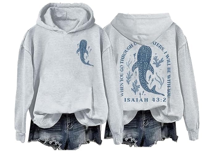 Shark Hoodie Whale Shark Sweatshirt Christian Hoodie For Women Ocean Clothes Graphic Sweatshirts For Women - Image 1