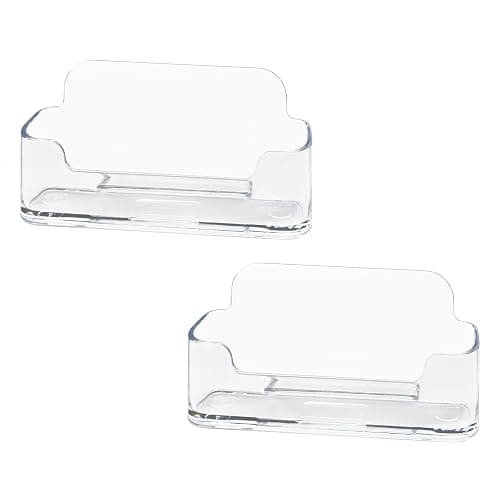 HSYMQ Acrylic Business Card Holder for Desk, Clear Plastic Business Cards Display Holders Stand, Fits 30-50 Business Cards - Image 1