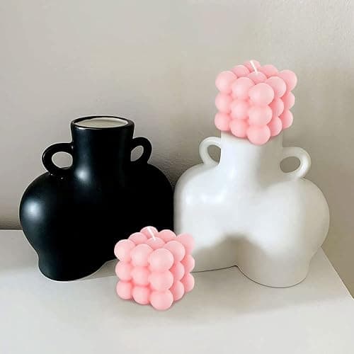 HUTIP Pink Rose Scented Cube Bubble Candles, 2PCS Modern Boho Home Decor, Perfect for Valentine's Day, Birthday, Wedding, Housewarming thumbnail 4