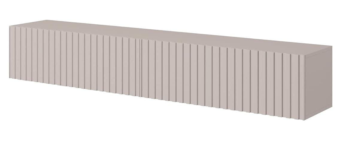Selsey TV Schrank Board Sideboard Fernsehtisch Fernsehschrank 175 cm Hängend Graubeige Mit Lamellierter Front Telire - 175 - Graubeige thumbnail 6