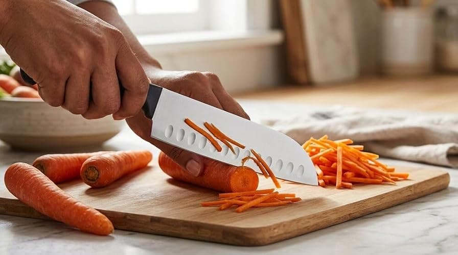 Farberware Knife Block Set 22-Piece Kitchen Knife Set with High-Carbon Stainless Steel Blades, Non-Slip Handles, Chef Knife, Santoku, Steak Knives, Scissors, Sharpening Steel, and Storage Block thumbnail 11