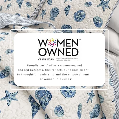Great Bay Home Coastal Quilt Set - 2-Piece Twin/Twin XL Size Nautical Bedding Set - Lightweight, All-Season, Reversible Coral-Printed Bedspread (Blue Shells) thumbnail 5