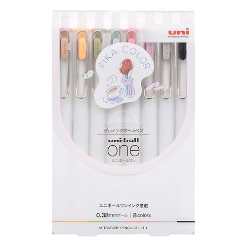 Mitsubishi Pencil UMNS38FC8C Gel Ballpoint Pen Uni-Ball One 0.38 Fica Color Set of 8 Colors - Image 1