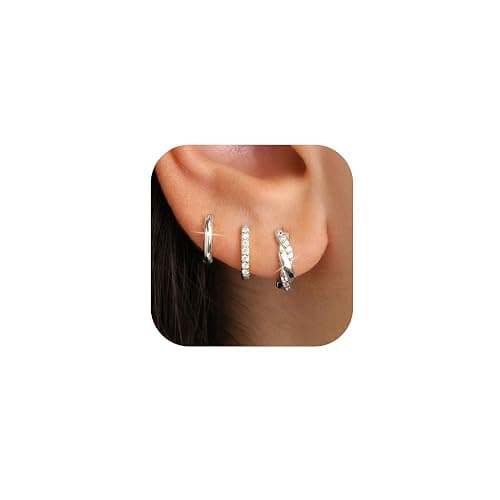 JUNVirtuous 925 Sterling Silver Hoop Earrings for Women Hypoallergenic Silver Small Huggie Hoop Earrings for Women Stack Sets for Multiple Piercing Trendy Jewelry aretes de plata 925 para mujer - Image 1