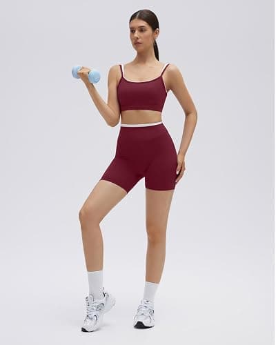 SUUKSESS 2 Piece Workout Sets Layered Sports Bra Yoga Gym Biker Shorts thumbnail 6
