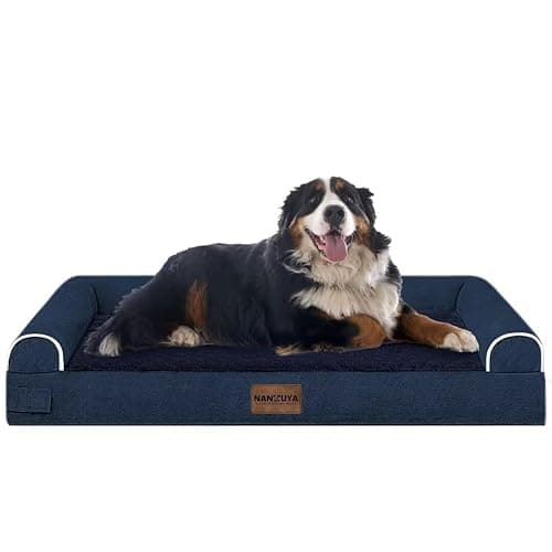 Large Dog Bed Orthopedic Washable: Jumbo Dog Bed Bolster Extra Large Dogs Egg Crate Foam Sofa Couch Waterproof Removable Cover - Navy thumbnail 8