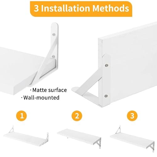 YGEOMER Floating Shelves for Wall, Different Sizes White Wall Shelves for Living Room, Bathroom, Bedroom, Kitchen, Home Decor (Set of 4) thumbnail 4