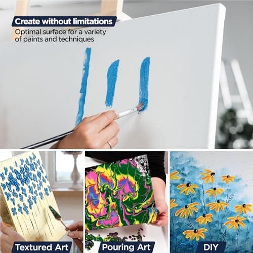 Bluebird Canvas Board - 4x4, 4x6, 5x7, 8x10, 9x12, 11x14. Set of 14 Gesso-Primed White Blank Canvases for Painting - 100% Cotton Canvas Board for Acrylic, Poster, Oil Paint thumbnail 6