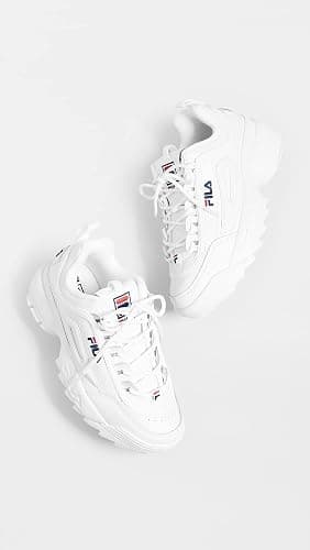 Fila Women's Disruptor II Premium Comfortable Sneakers, White/Navy/Red, 10 thumbnail 6
