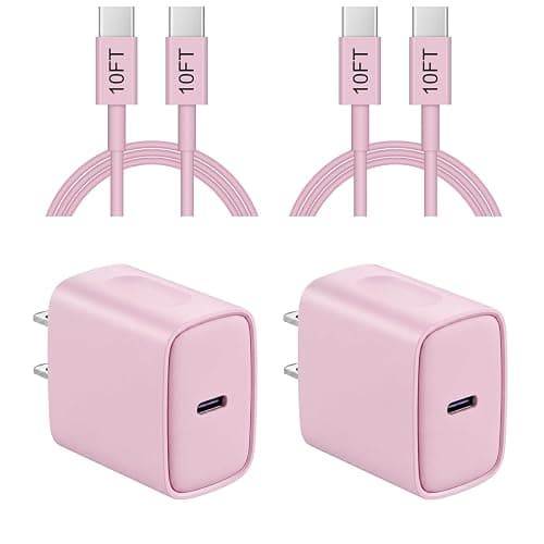 iPhone 17 16 15 Charger Fast Charging 10FT - 20W USB C Charger Block | with 10FT Type C to C Cable Compatible with iPhone 17/17 Pro/17 Pro Max/Air/16/16e/15, iPad Pro, iPad Air (Pink) - Image 1