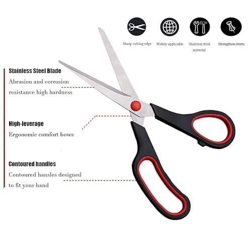 Scissors, Multipurpose office Scissors,8.5 Inch Ultra Sharp Shears, Comfort-Grip Handles Household scissors，Sturdy Sharp Craft Supplies - Pack of 5, Right/Left Hande thumbnail 4