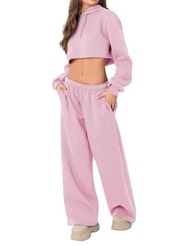 HeSaYep Women's Fleece Lined Sweatpants Wide Leg Thermal Winter Warm Baggy Sweat Pants with Pockets thumbnail 5