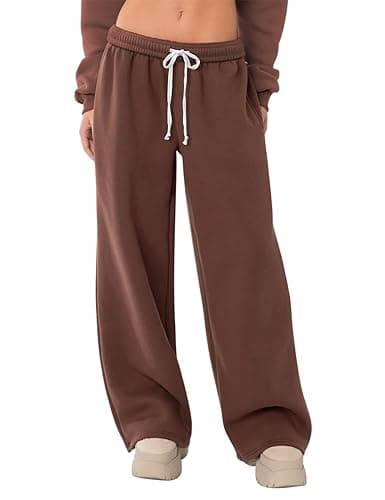 HeSaYep Women's Fleece Lined Sweatpants Wide Leg Thermal Winter Warm Baggy Sweat Pants with Pockets