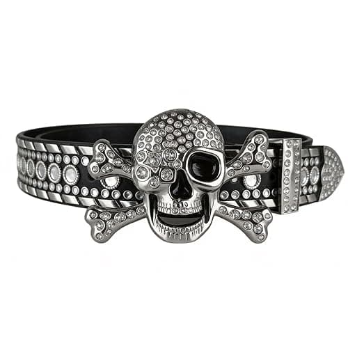 Wloisc Bling Stylish Rhinestone Cowgirl Belts Y2k Punk Rhinestone Skull Belt for Men Women Studded Belts - Image 1