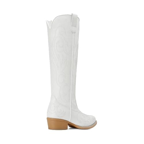 DREAM PAIRS Womens Cowboy Boots Comfortable Cowgirl Knee High Boots Pull On Side Zipper Chunky Heel Embroidered Western Boots thumbnail 5
